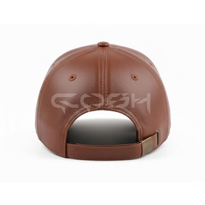Casquette de baseball en cuir marron uni - Product Image 3