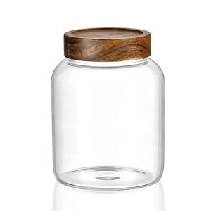 Clear <b>Glass</b> Food Storage <b>Jars</b> with Wooden <b>Lids</b> for Pantry Organization Coffee Tea Sugar Flour Snacks and Dry Goods - Product Image 5