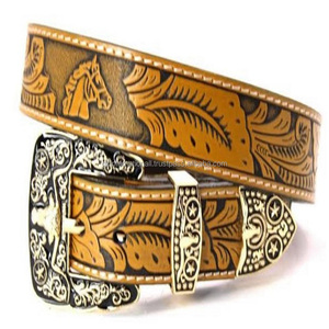 Cinturón de cuero de estilo occidental de cuero de primera calidad para vaquero cinturón de herramientas de cuero occidental para hombres con grabado floral - Product Image 4