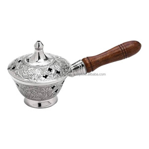 กระถางธูปหอมทองเหลืองชุบนิกเกิลพร้อมด้ามไม้เป็นมิตรกับสิ่งแวดล้อมและทนทานดีไซน์พิเศษ - Product Image 1