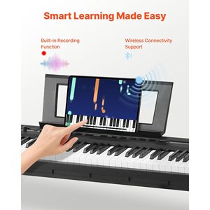 Piano numérique 88 touches lestées avec double clavier, haut-parleurs, support en X, pédale de sustain et fonction d'enregistrement – Confort optimal - Product Image 5