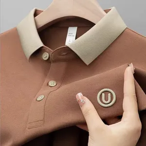 Polo d'été 2026 respirant décontracté chic grande taille pour homme en tissu jersey à manches courtes brodé - Product Image 4