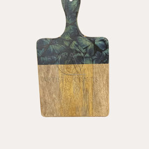 Tabla de cortar de madera de mango ecológica al por mayor con diseño de hoja duradera para uso en cocina restaurante Hotel - Product Image 1