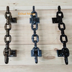 Hand Forged Iron Chain <b>Door</b> Handle <b>Rustic</b> Iron Black <b>Door</b> Pull Handle - Product Image 3