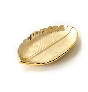 Assiette de service en laiton doré, élégante, en forme de feuille, faite à la main, polie, design solide, style glamour, durable, pour les fêtes - Product Image 3