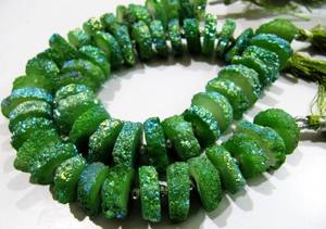 Cuentas de cuarzo solar de color verde, cuentas brillantes en forma de disco, de 15 a 20 mm, hebra de 8 pulgadas de largo - Product Image 4