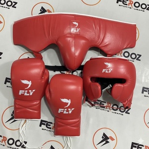 New Fly Customized <b>White</b> Boxing Sparring <b>Set</b> High Quality Protection Gear Boxing Gloves Headgear Groin Guard Training Hand Grips - Product Image 3