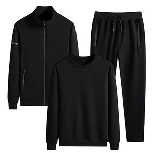 Unisex <b>Red</b> Tracksuit Set Full Sleeve Solid Color Casual Zipper Jacket Sweatshirt Black Pants Autumn Wear - Product Image 6