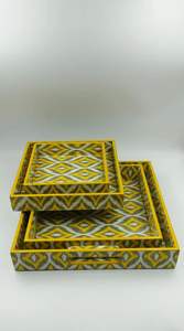 Solid Wood Printed <b>Tray</b> Customize Size Fruits And Food Serving <b>Tray</b> Set Of 3 Handmade Handicraft Top Quality <b>Enamel</b> Printed <b>Tray</b> - Product Image 6