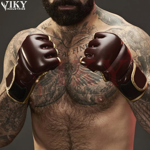 Service OEM ODM, produit durable à prix de gros auprès du meilleur fournisseur. Nouveaux gants de MMA en cuir de luxe bordeaux et or, tendance. - Product Image 6