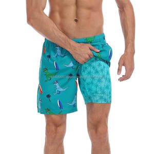 Pantalones cortos de baño reactivos al agua para hombre con logotipo personalizado, impresión por sublimación, ropa para correr, pantalones cortos de compresión - Product Image 1