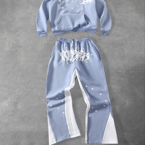 OEM ODM Autumn Casual Streetwear French Terry Sweatsuit Jogger Custom Logo Digital Print Breathable Midweight Cotton Solid Men's - Product Image 2