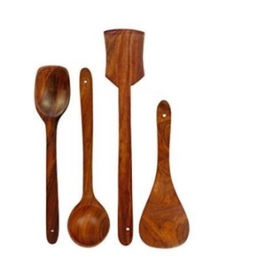 Ensemble de cuillères de service en bois de qualité alimentaire et spatules faciles à nettoyer pour la cuisine, spatule à retourner et cuillère à soupe en bois - Product Image 1