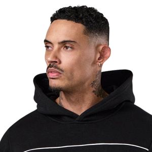 Sudadera con Capucha Negra para Hombre, con Ribete, de Forro Polar, Informal, de Manga Larga, Deportiva, para Gimnasio, Ropa Urbana, Moda de Invierno - Product Image 3