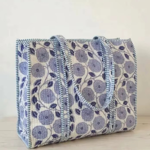 Bolsa de mano acolchada de algodón, hecha a mano, ecológica, reutilizable, para compras, artículos diarios y viajes, a precio de mayorista. - Product Image 1