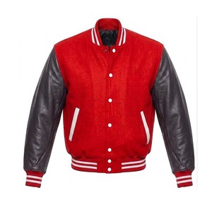 Veste universitaire en laine verte pour homme avec manches en cuir noir, col rabattu, manteau décontracté d'automne, boutonnage simple sur le devant - Product Image 5