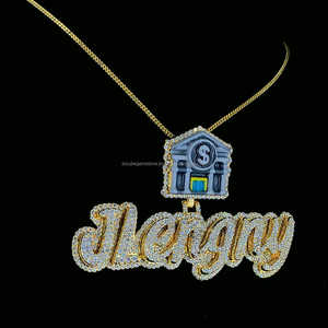 Pendentif Moissanite Hiphop personnalisable en argent 925 avec lettre de nom plaquée or et caution VVS pour les fêtes - Product Image 4