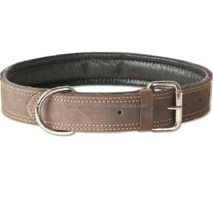 Collier de chien de luxe en cuir personnalisé de première couche fait à la main par un fabricant de haute qualité avec double couture et quincaillerie en acier inoxydable - Product Image 3