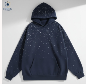 เสื้อฮู้ดดี้ผู้ชายสีกรมท่าทรงโอเวอร์ไซส์ ลายจุด ผ้าเฟรนช์เทอร์รี่ สไตล์ลำลอง สตรีทแวร์ สำหรับใส่ในฤดูใบไม้ร่วง - Product Image 1