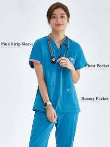 Tenues d'hôpital personnalisées de haute qualité pour femmes, ensembles deux pièces en toile pour infirmières, en promotion - Product Image 2