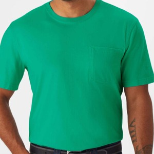 T-shirt en coton vert pour homme, coupe classique, col rond, manches courtes, décontracté, couleur unie, jersey tricoté, teint uni - Product Image 6