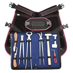 Farrier <b>Tools</b> Kit Leather Apron with Hammer Hoof Nipper 15 Curved Clincher Nail <b>Puller</b> Loop Knife Hoof Knife Hoof Pick Buffer - Product Image 1