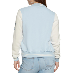 Chaqueta Universitaria Azul Claro con Bordado de Letra A en Blanco, Corte Regular, Estilo Preppy, Cierre de Botones, para Primavera - Product Image 6