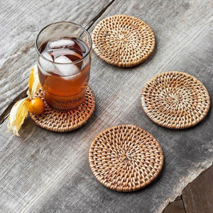 Sous-verre en rotin BOHO de qualité supérieure, résistant à la chaleur, support pour thé, sous-verre en rotin de couleur personnalisée, nouveau modèle - Product Image 4