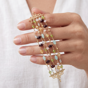 Beautiful Beaded Layered Tennis <b>Bracelets</b> 925 Sterling <b>Silver</b> Gold Plated Handmade Trendy Wedding Gift Party Fine Jewelry - Product Image 1