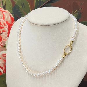 Collar de Perlas de Agua Dulce de 6-7 mm, Simple y Elegante, con Cierre de Plata S925, Joyería Moderna y Juvenil - Product Image 1