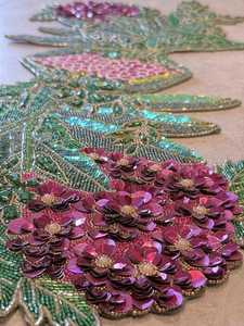 Handmade Embroidered Fabric <b>Table</b> <b>Runner</b> Customized Luxury Eco-Friendly 5mm Thick <b>Green</b> Leaf Design Decorative Mat - Product Image 1