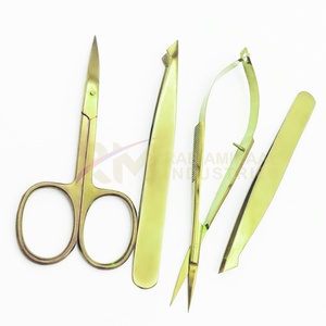 Pinzas para Cejas RMI Gold con Logotipo Personalizado, Calidad Profesional, Acero Inoxidable, Punta Inclinada y Puntiaguda, Tijeras para Cejas con Resorte, con Caja - Product Image 6