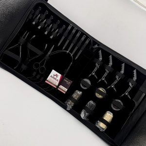 Kit d'outils professionnels pour extensions de cheveux en acier inoxydable noir mat, très résistant, avec micro-perles, pinces crocodiles et ciseaux – Vente Flash - Product Image 4