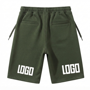 Pantalones Cortos de Algodón de Color Sólido para Hombre con Cintura Ajustable con Cordón y Bolsillos, Ropa Casual, Tejido Transpirable, con Logotipo - Product Image 3