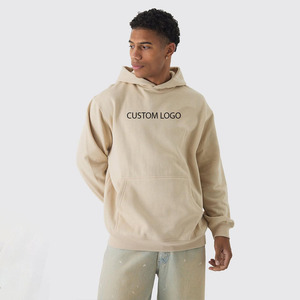 Unisex 480GSM 100% Cotton Terry Winter Pullover Custom Logo Lined Oversized Heavy <b>Thick</b> Solid Plain Dyed Hooded Embroidered - Product Image 2