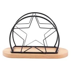 Stylish Wooden Base Napkin <b>Holder</b> With Golden Metal Frame For Dining Table Elegant <b>Tissue</b> Stand For <b>Kitchen</b> And Home Decor - Product Image 5