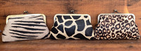 Cuir de vachette personnalisé Mini voyage en plein air porte-monnaie imprimé animal en cuir véritable multifonctionnel porte-monnaie avec clip en métal