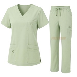 Vêtements médicaux pour femmes en gros : Blouse col en V et pantalon jogger en mélange de coton, uniforme d'infirmière et de personnel de santé, fournisseur de vêtements sous marque privée - Product Image 4