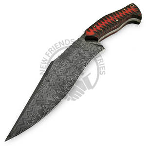 Brand New Edition Customizable 12" Damascus Steel Full Tang Ladder Pattern Outdoor <b>Hunting</b> Knife Wood Handle Best Camping Knife - Product Image 5