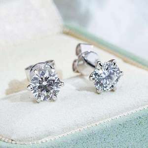 Gold Fashion Earrings <b>Zero</b> Point Nine Ct D VS <b>One</b> Round Lab Grown Diamond Stud Earrings Elegant Luxury Jewelry Gift - Product Image 1