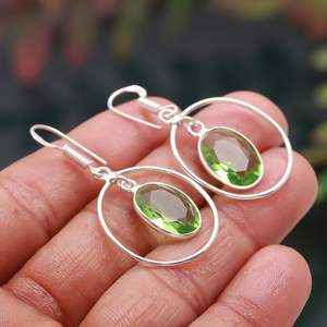 Boucles d'oreilles en améthyste verte, argent sterling 925, pierre précieuse naturelle, bijoux faits à la main pour femmes, vente en gros - Product Image 5