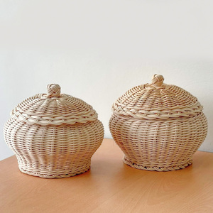 Rattan jar <b>box</b> <b>vanity</b> bedroom storage boxes luxurious style natural handweaving jars wholesale - Product Image 5