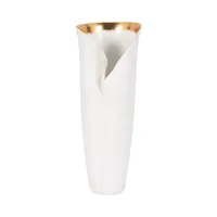 Jarrón Minimalista de Metal Blanco con Interior Dorado para Decoración Moderna del Hogar