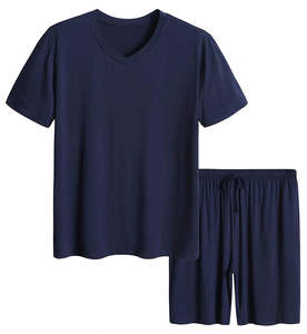Wholesale Custom Evenfor Summer <b>Men's</b> Breathable Polyester/Cotton Fashion Trend <b>Men</b>’s Short Sleeves and Shorts <b>Pajama</b> <b>Set</b> - Product Image 3