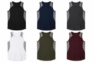 Men's <b>Black</b> and Gray Sleeveless <b>Tank</b> <b>Top</b> O-Neck Breathable Eco-Friendly Quick Dry Sporty Fit <b>Knitted</b> 100% Polyester Solid Color - Product Image 6
