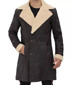 <b>Men</b> Genuine <b>Shearling</b> Leather Coat Double Breasted <b>Jacket</b> Custom Made Winter Sheepskin Coat - Product Image 3