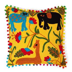 Funda de almohada de algodón bohemio hecha a mano bordado indio 16x16 fundas de cojines Suzani de lana tejido Vintage 100% auténtico hecho a mano - Product Image 2