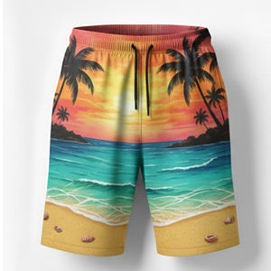 Shorts de plage pour hommes de haute qualité, respirants, en polyester, taille élastique, design sublimé, taille mi-haute, directement de l'usine - Product Image 3