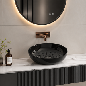 Lavabo de Sobremesa Redondo de Cerámica Moderna con Acabado Brillante y 2 Años de Garantía para Uso en Hospitales, Hoteles, Apartamentos y Centros Comerciales - Product Image 1
