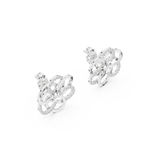 INTERLOCK FLORAL LAB GROWN DIAMOND <b>EARRING</b> <b>SET</b> IN 18KT WHITE <b>GOLD</b> FOR WOMEN'S ENGAGEMENT WEDDING PARTY VALENTINE GIFT DAILY USE - Product Image 4